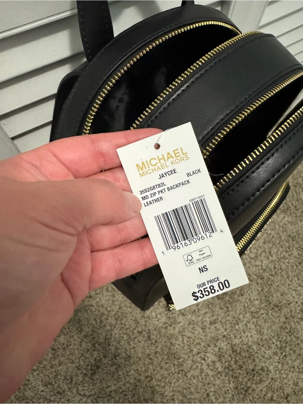 Michael Kors Black Pebbled Leather Mini Backpack with Gold Hardware